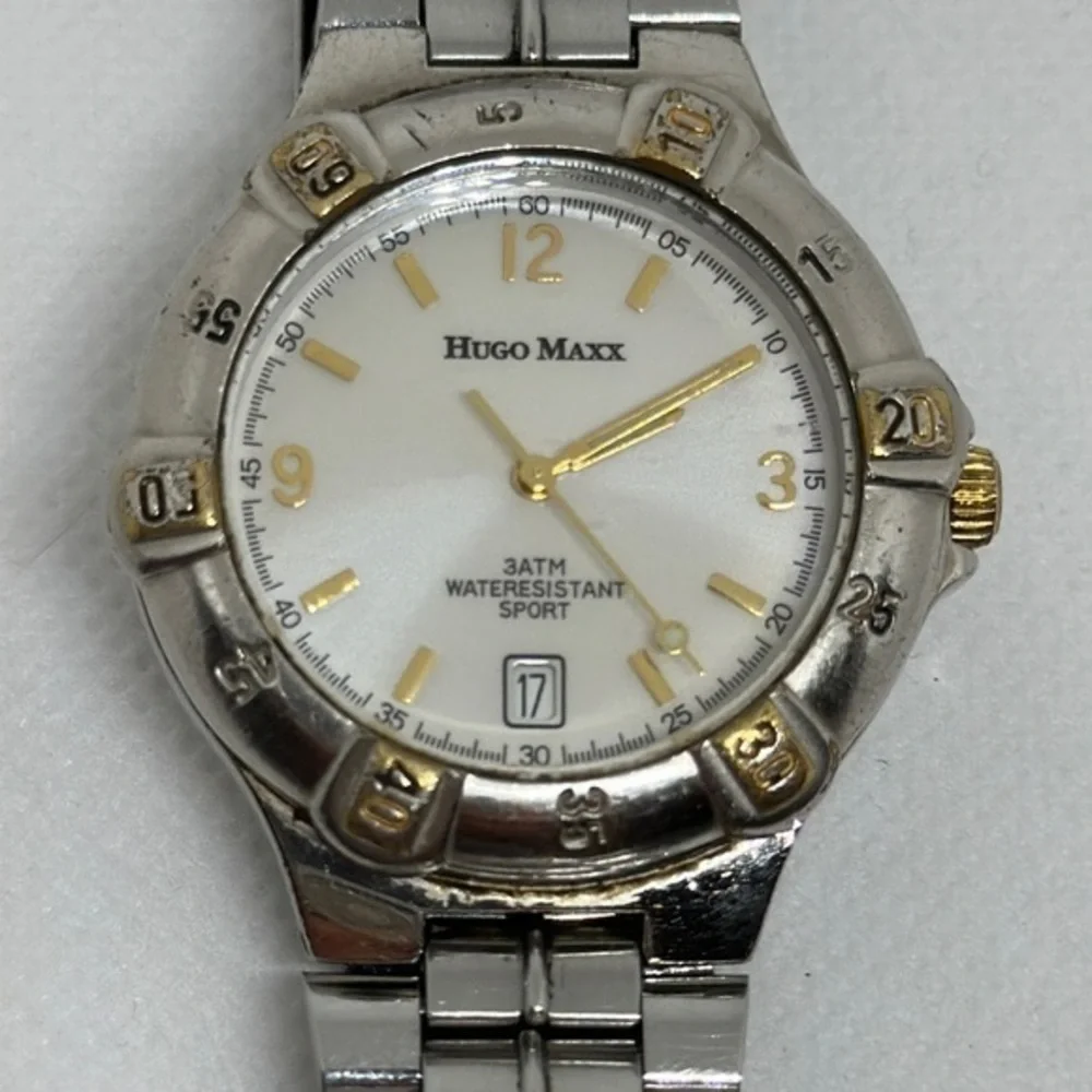 Hugo Maxx Men's Dress Watch. Calendar‎ On Face. Gold Accents​​​​​​​​​​